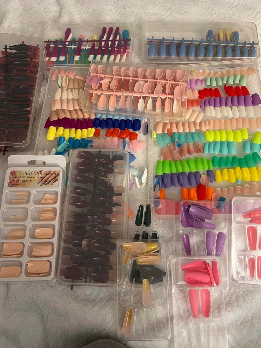 Assorted Press-On Nail Set — Multi-Color Organized Display
